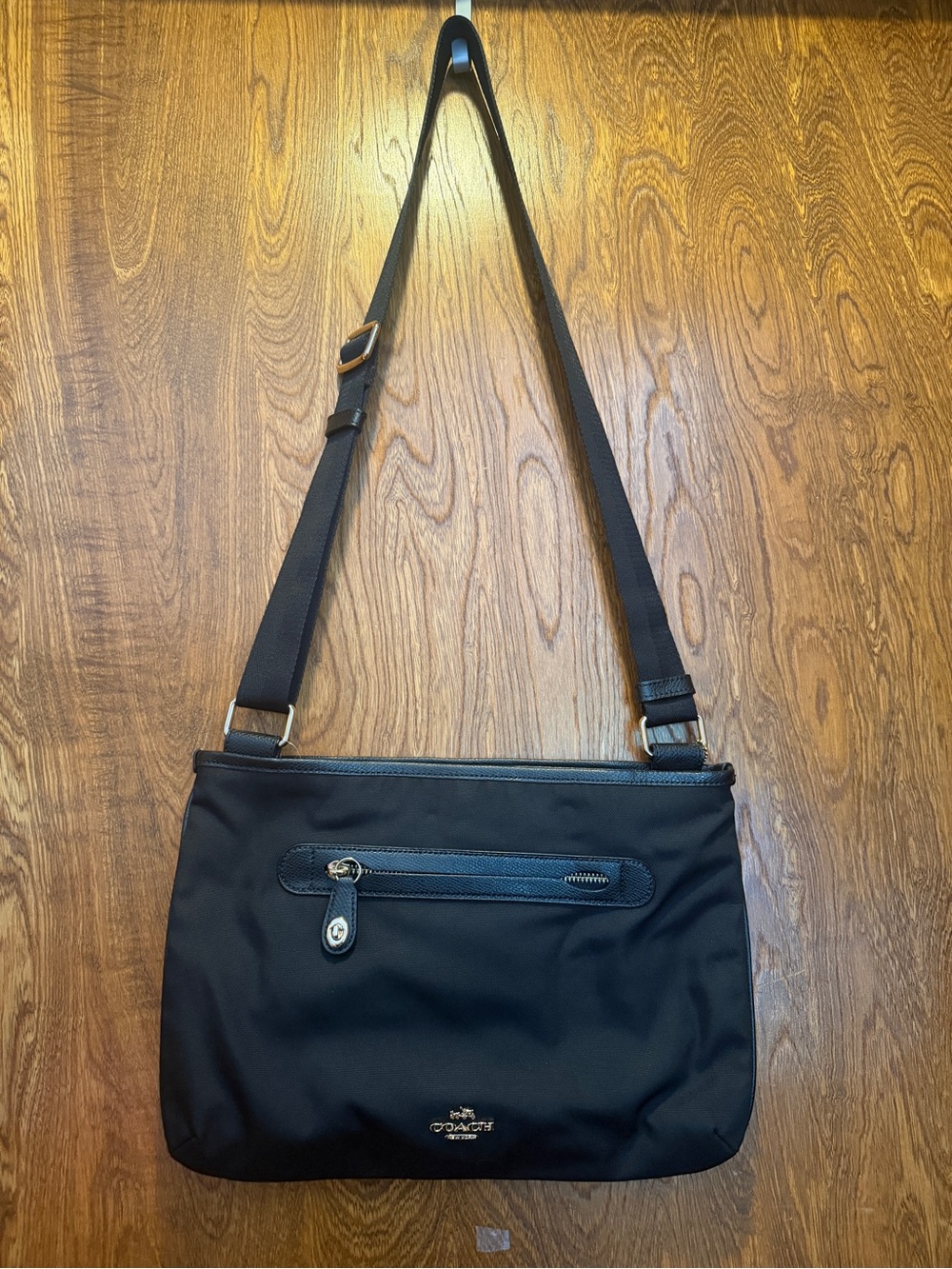 Coach Black Nylon Crossbody Messenger Bag - unique zipper